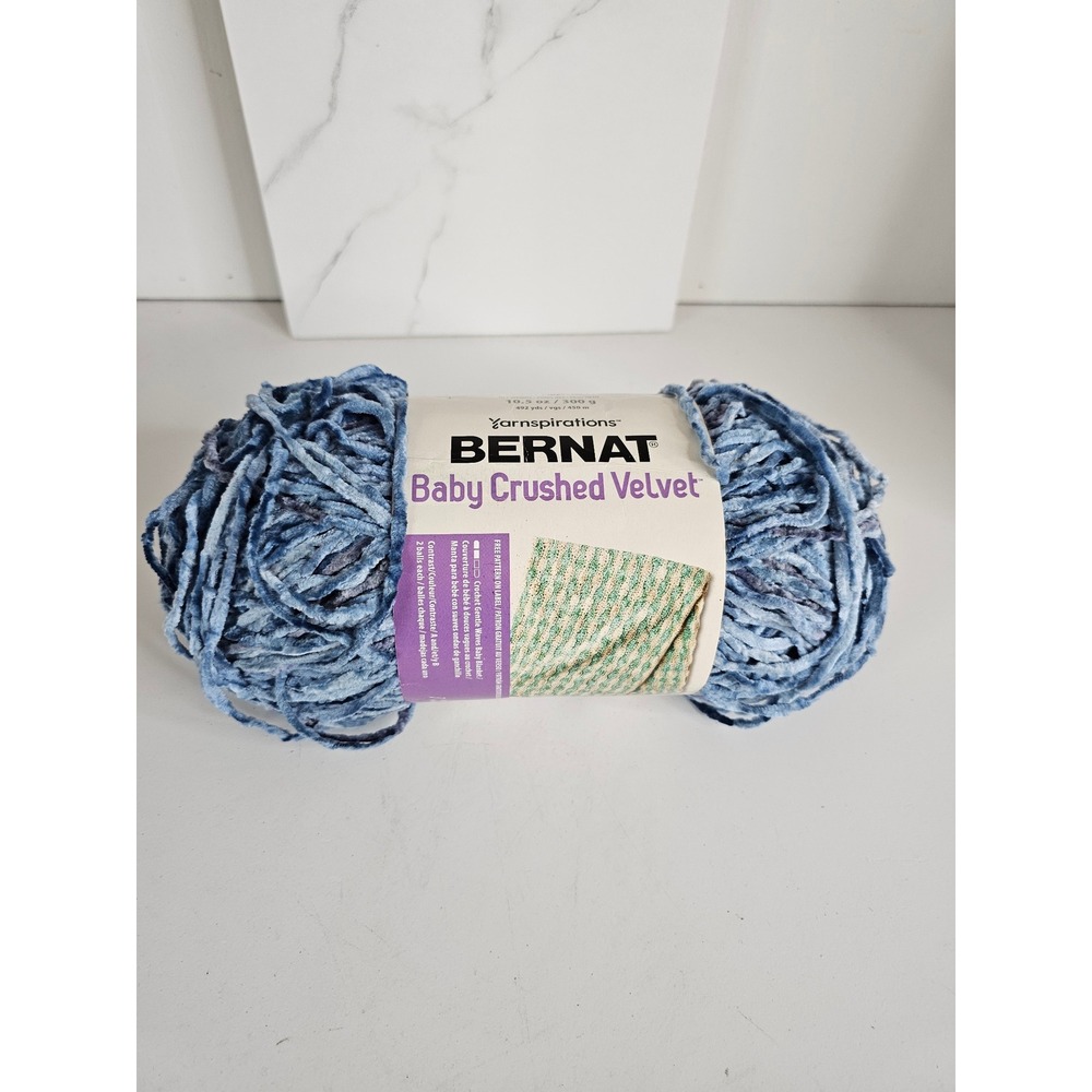 Bernat Baby Crushed Velvet Yarn Indigo Shadow Ombre 10.5oz 492yd 163113 Blue